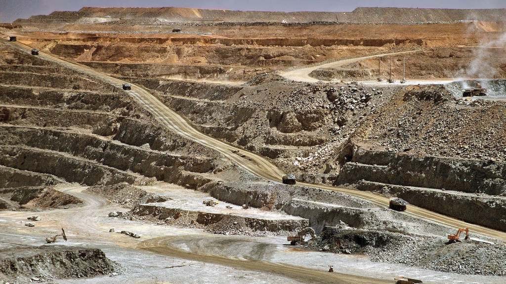 Terraced open-pit mine
